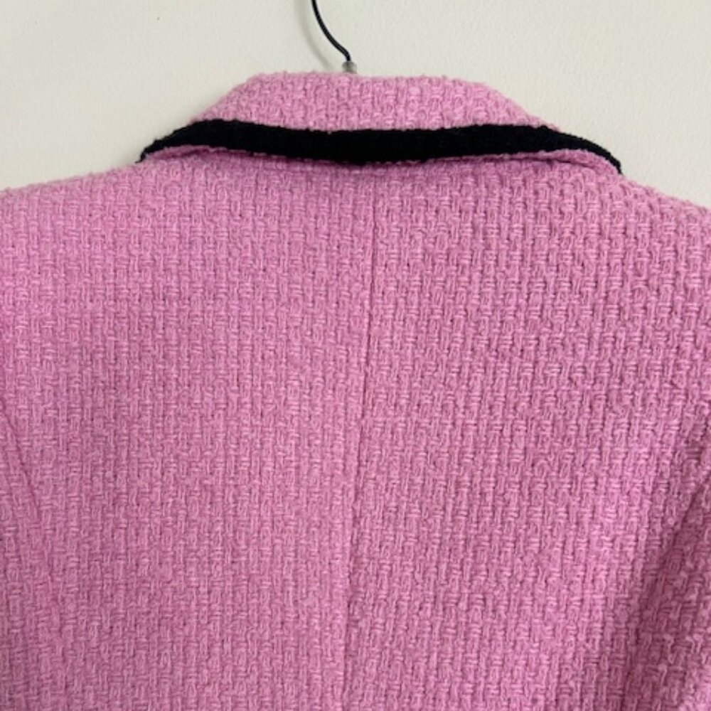 Anthropologie Avec Les Filles Contrast Pink Tweed Jewel Lined Blazer NWT - Picture 13 of 16